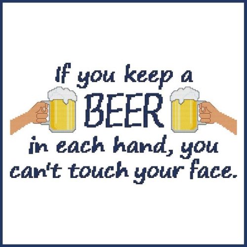 (image for) If you keep a BEER in each hand, you can't touch your face.